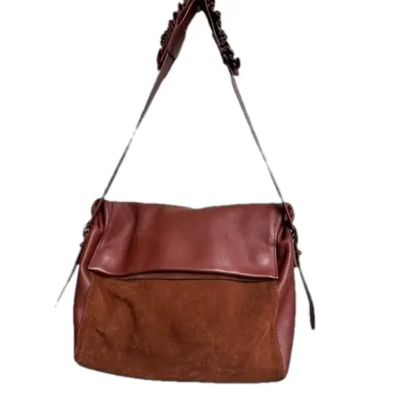 All Saints Copper Brown Leather and Suede Medium Shoulder Bag - Picture 1 of 9